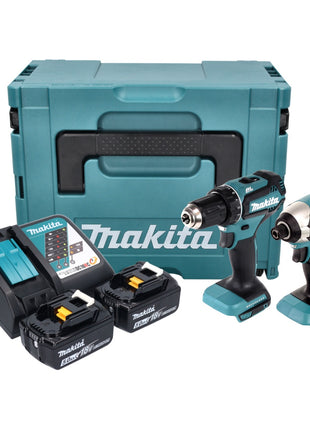 Makita DLX 2289 TJ Combo Kit 18 V con taladro inalámbrico DDF 485 + llave de impacto inalámbrica DTD 153 + 2 baterías de 5,0 Ah + cargador + Makpac