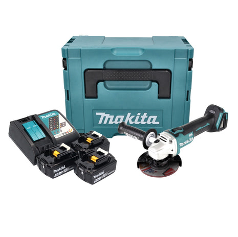 Smerigliatrice angolare a batteria Makita DGA 504 RT3J 18 V 125 mm brushless + 3x batteria ricaricabile 5,0 Ah + caricabatterie + Makpac