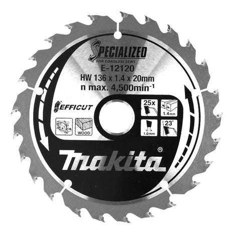 Hoja de sierra Makita CCM13625E SPECIALIZED EFFICUT (E-12120) 136 x 1,4 x 20 mm 25 dientes para madera