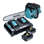 Motosierra de batería Makita DUC 356 PGB 36 V (2x 18 V) 35 cm sin escobillas + 2x batería 6,0 Ah + cargador doble