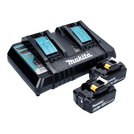 Motosierra de batería Makita DUC 356 PGB 36 V (2x 18 V) 35 cm sin escobillas + 2x batería 6,0 Ah + cargador doble