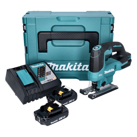 Seghetto alternativo a batteria Makita DJV 184 RAJ 18 V brushless + 2x batteria ricaricabile 2,0 Ah + caricabatterie + Makpac