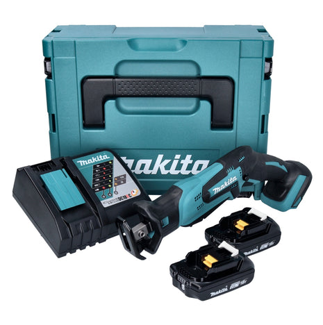 Sega alternativa a batteria Makita DJR 185 RAJ 18 V + 2x batteria ricaricabile 2,0 Ah + caricabatterie + Makpac