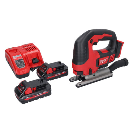 Milwaukee M18 BJS-302 cordless jigsaw 18 V + 2x rechargeable battery 3.0 Ah + charger