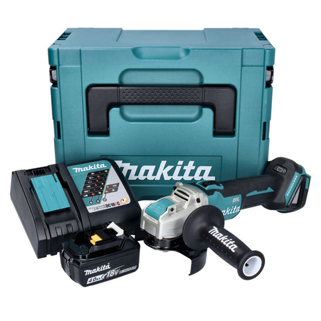 Makita DGA 521 RM1X1J meuleuse d'angle sans fil 18 V 125 mm X-LOCK Brushless + 1x accu 4,0 Ah + chargeur + Makpac