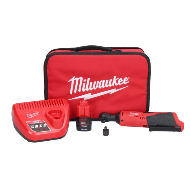 Milwaukee M12 IR-201B cordless ratchet 12 V 47 Nm 3/8" + 1x rechargeable battery 2.0 Ah + charger + bag ( 4933448110 )