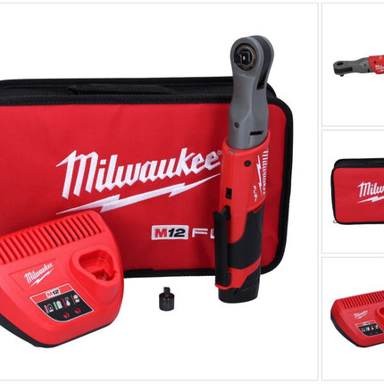 Milwaukee M12 FIR38-201B Akku Ratsche 12 V 75 Nm 3/8" ( 4933459799 ) Brushless  + 1x Akku 2,0 Ah + Ladegerät + Tasche