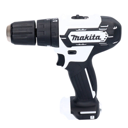 Taladro percutor a batería Makita HP 333 DSAW 12 V 30 Nm blanco + 1 batería 2,0 Ah + cargador + funda + maletín