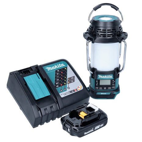 Makita DMR 056 RA1 cordless radio 18 V FM DAB+ with lantern 360° torch IP65 + 1x rechargeable battery 2.0 Ah + charger