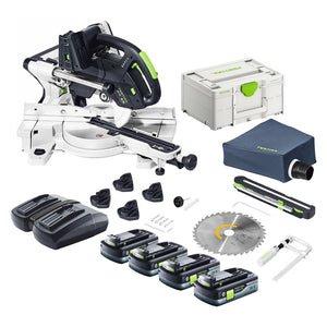 Festool KSC 60 EB-Basic KAPEX Akku Kapp Zugsäge 18 V / 36 V 216 mm Brushless + 4x Akku 4,0 Ah + Ladegerät + Systainer
