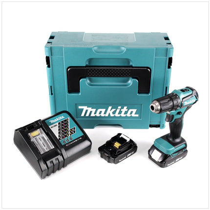 Makita DDF 483 RAJ Taladro atornillador a batería 18V en Makpac 2 + 2x Batería BL1820 2,0 Ah + Cargador DC 18 RC
