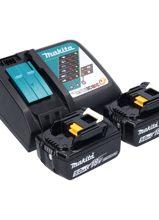 Pialla a batteria Makita DKP 180 RTJ 18 V 82 mm + 2x batteria ricaricabile 5,0 Ah + caricabatterie + Makpac