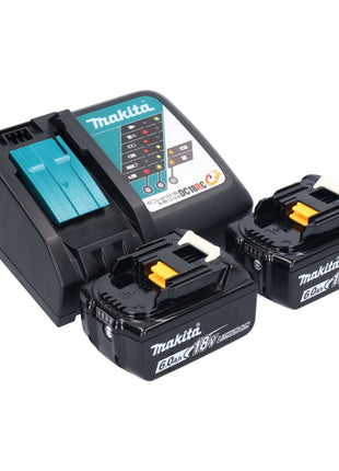 Pialla a batteria Makita DKP 180 RGJ 18 V 82 mm + 2x batteria ricaricabile 6,0 Ah + caricabatterie + Makpac