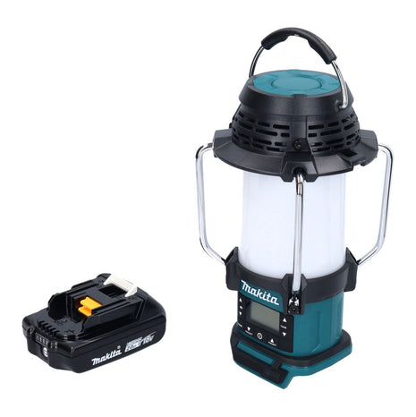 Makita DMR 055 A1 cordless radio 18 V FM with lantern 360° torch + 1x rechargeable battery 2.0 Ah - without charger