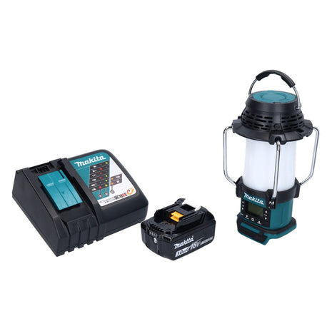 Makita DMR 055 RF1 radio a batteria 18 V FM con lanterna a 360° + 1x batteria ricaricabile 3,0 Ah + caricabatterie