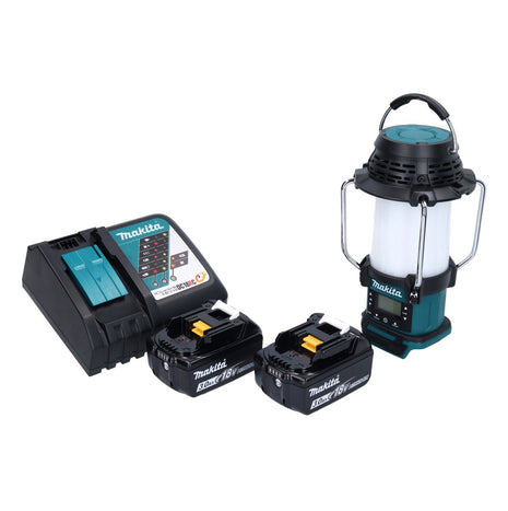 Makita DMR 055 RF radio a batteria 18 V FM con lanterna 360° torcia + 2x batteria ricaricabile 3,0 Ah + caricatore