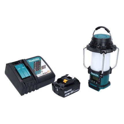 Makita DMR 055 RT1 radio inalámbrica 18 V FM con linterna 360° + 1x batería recargable 5,0 Ah + cargador