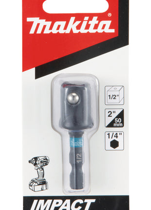 Makita B-66874 Adaptador de vaso de punta 50 mm 1/4" hexagonal - 1/2" cuadrado