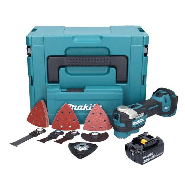 Makita DTM 52 M1JX4 cordless multifunction tool 18 V Starlock Max Brushless + 1x battery 4.0 Ah + accessory set + Makpac - without charger