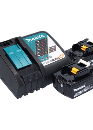 Multiutensile a batteria Makita DTM 52 RTJX4 18 V Starlock Max Brushless + 2 batterie da 5,0 Ah + caricabatterie + kit accessori + Makpac