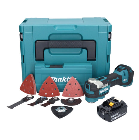 Makita DTM 52 G1JX4 Outil multifonctions sans fil 18 V Starlock Max Brushless + 1x batterie 6,0 Ah + kit d'accessoires + Makpac - sans chargeur