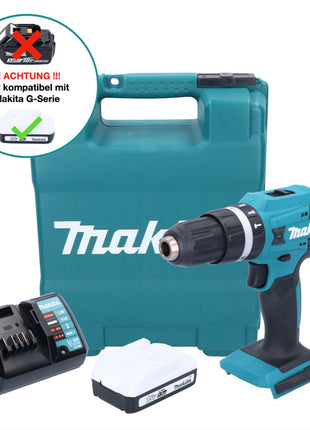 Makita HP 488 DWY1K 18 V Perceuse-visseuse à percussion sans fil 42 Nm série G + 1x Batterie 1,5 Ah + Chargeur + Mallette