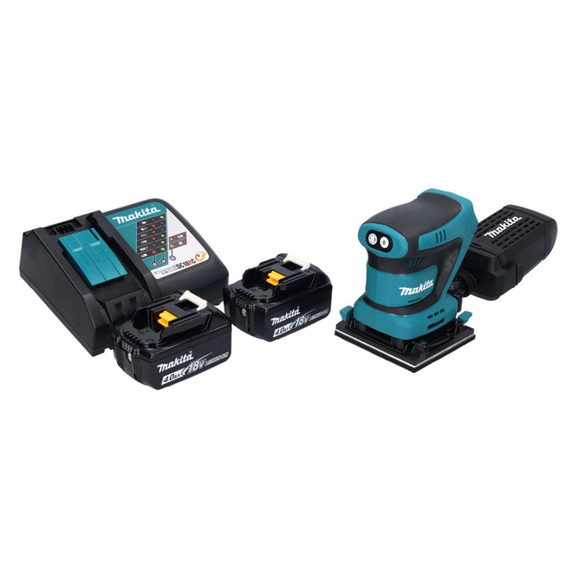 Makita DBO 480 RM akumulatorowa szlifierka oscylacyjna 18 V 112 x 102 mm + 2x akumulator 4,0 Ah + ładowarka