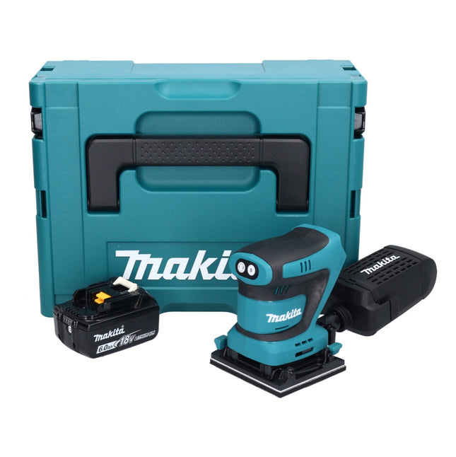 Makita DBO 480 G1J cordless orbital sander 18 V 112 x 102 mm + 1x rechargeable battery 6.0 Ah + Makpac - without charger