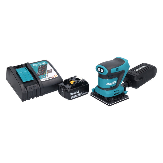 Levigatrice orbitale a batteria Makita DBO 481 RT1 18 V 112 x 102 mm + 1x batteria ricaricabile 5,0 Ah + caricabatterie