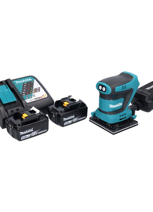 Makita DBO 481 RT Akku Schwingschleifer 18 V 112 x 102 mm + 2x Akku 5,0 Ah + Ladegerät