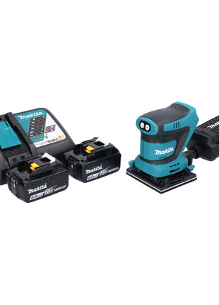 Makita DBO 481 RG Akku Schwingschleifer 18 V 112 x 102 mm + 2x Akku 6,0 Ah + Ladegerät