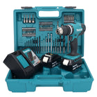 Makita DHP 453 RGX1 Perceuse-visseuse à percussion sans fil 18 V 42 Nm + 2x Batteries 6,0 Ah + Chargeur + kit d'accessoires - 74 pièces + Coffret