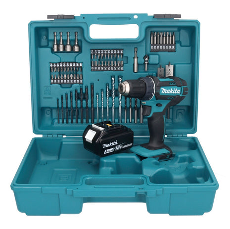 Makita DDF 482 F1X1 Perceuse-visseuse sans fil 18 V 62 Nm + 1x Batterie 3,0 Ah + kit d'accessoires - 74 pièces + Mallette - sans chargeur