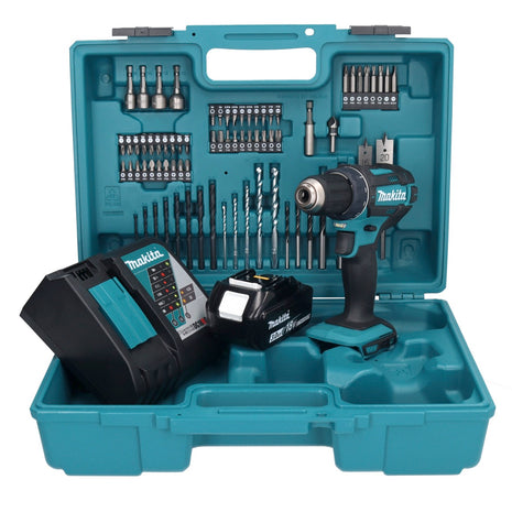 Makita DDF 482 RF1X1 Perceuse-visseuse sans fil 18 V 62 Nm + 1x Batterie 3,0 Ah + Chargeur + kit d'accessoires - 74 pièces + Mallette