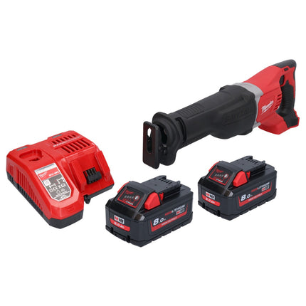 Sierra sable sin cable Milwaukee M18 BSX-802 18 V + 2 baterías de 8,0 Ah + cargador