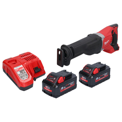 Sega a sciabola a batteria Milwaukee M18 BSX-802 18 V + 2 batterie da 8,0 Ah + caricabatterie