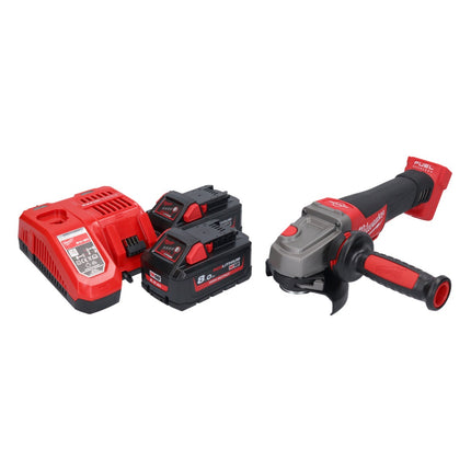 Amoladora angular a batería Milwaukee M18 CAG115XPDB-802 18 V 115 mm sin escobillas + 2x baterías 8,0 Ah + cargador