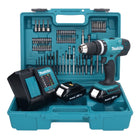 Makita DHP 453 SYX1 Akku Schlagbohrschrauber 18 V 42 Nm + 2x Akku 1,5 Ah + Ladegerät + 74 tlg. Zubehörset + Koffer