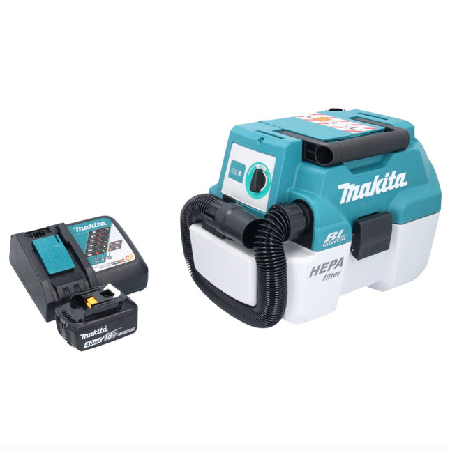 Aspiradora sin cable Makita DVC 750 LRM1 LXT 18 V 67 mbar 7,5 l sin escobillas + 1x batería recargable 4,0 Ah + cargador