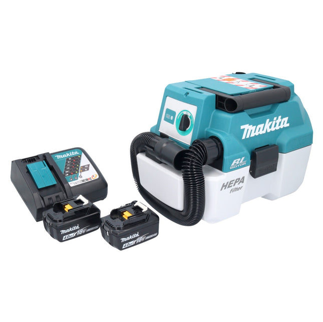 Aspiradora sin cable Makita DVC 750 LRM LXT 18 V 67 mbar 7,5 l sin escobillas + 2x batería recargable 4,0 Ah + cargador