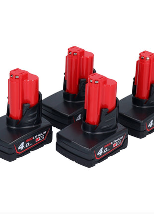 Milwaukee Akku Set 4x M12 B4 12 V 4,0 Ah / 4000 mAh Li-Ion Einschub Akku ( 4x 4932430065 ) - Toolbrothers