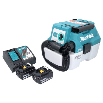 Aspiradora sin cable Makita DVC 750 LRG LXT 18 V 67 mbar 7,5 l sin escobillas + 2x batería recargable 6,0 Ah + cargador
