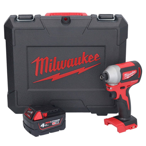 Clé à chocs sans fil Milwaukee M18 CBLID-401C 18 V 180 Nm 1/4" brushless + 1x batterie 4,0 Ah + coffret - sans chargeur