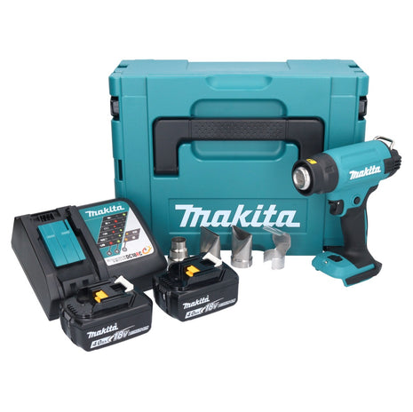 Makita DHG 181 RMJ Pistolet air chaud sans fil 18 V 150 - 550C + 2x batterie rechargeable 4,0 Ah + chargeur + Makpac