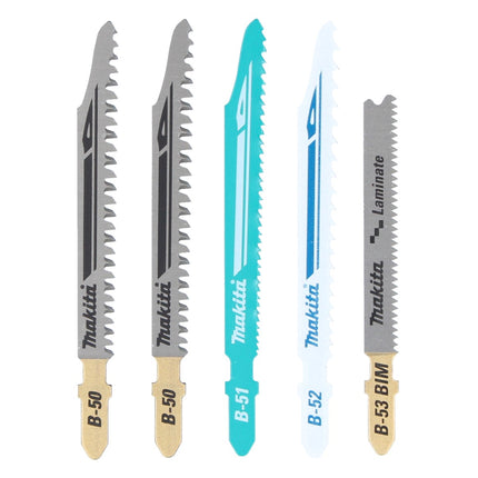 Seghetto alternativo a batteria Makita DJV 181 ZJ 18 V Brushless + set di lame per seghetto alternativo da 5 pezzi + Makpac - senza batteria, senza caricabatterie