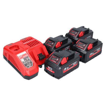 Milwaukee M18 NRG-554 Set de Arranque de Batería High Output 18 V + 4x batería 5.5 Ah ( 4x 4932464712 ) + cargador M12-18 FC ( 4932451079 )