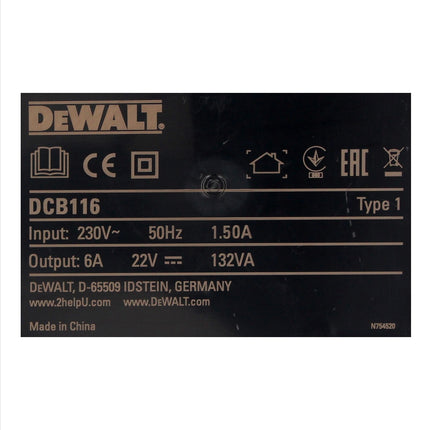 DeWalt DCB 116 XR Schnell Ladegerät 12 V - 18 V Li-Ion 6 A - Toolbrothers