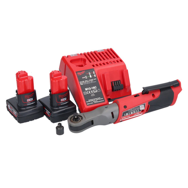 Milwaukee M12 FIR38-602 Grzechotka akumulatorowa 12 V 75 Nm 3/8" 1/4" + 2x akumulator 6,0 Ah + ładowarka