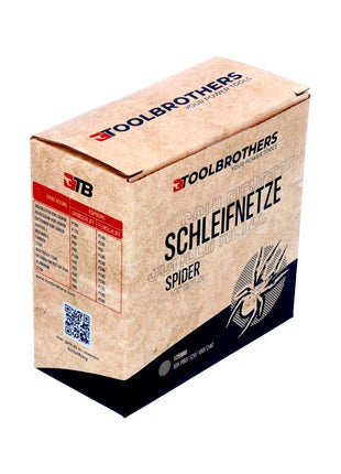 Toolbrothers SPIDER Schleifset Netzschleifmittel 4 Packungen 160x Schleifnetze 125mm Klett je 40x P80 / P120 / P180 / 240 für Hartholz, Weichholz, Lack, Stein, Stahl, Aluminium, Furnier - Toolbrothers