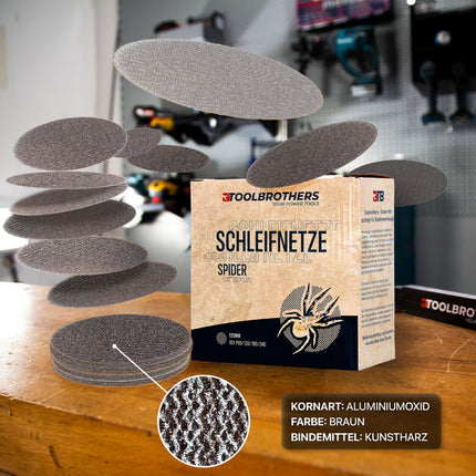 Metabo FSX 200 Intec levigatrice rotorbitale 240 W 125 mm + 2x Toolbrothers SPIDER set di reti abrasive + valigetta